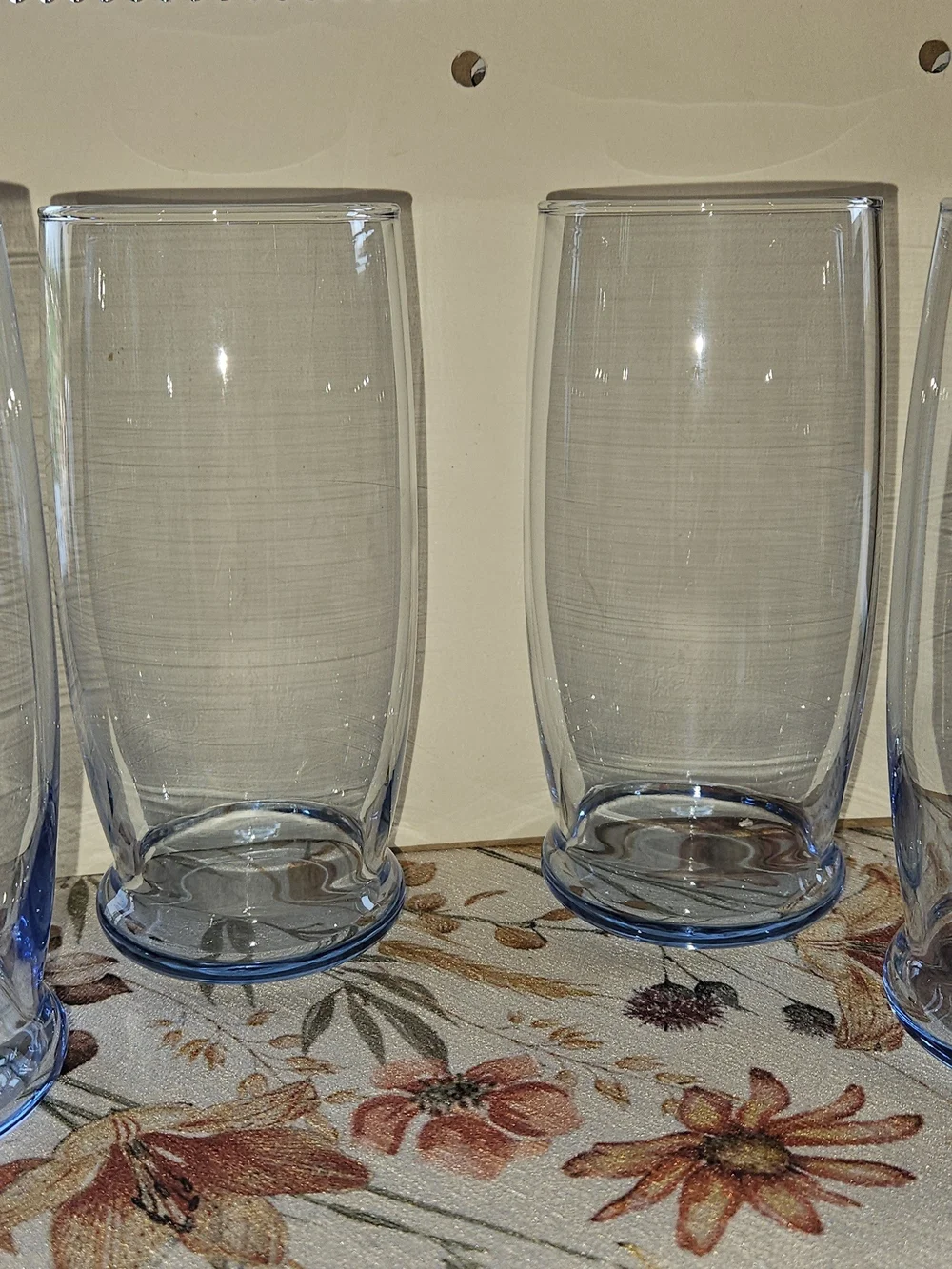 4 Vintage Libbey Misty Blue Prime Time Glass Tumblers
